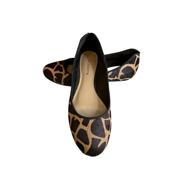Liz Claiborne Round Toe Calf Hair Ballet Flats Giraffe Animal Print 7 - Picture 3 of 8